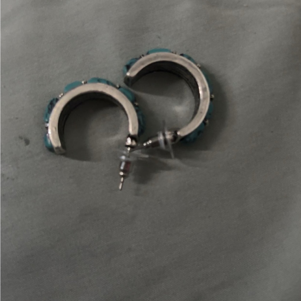 small hoop turquoise western earrings